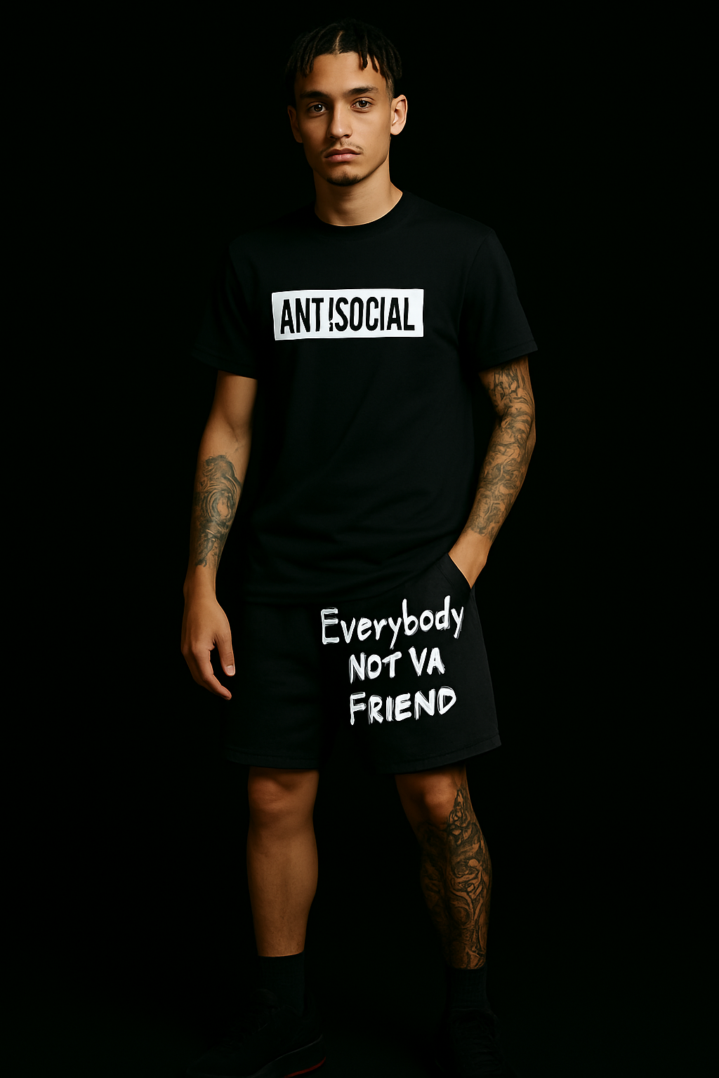 ANT1SOCIAL UNISEX EVERYBODY NOT YA FRIEND SHORTS