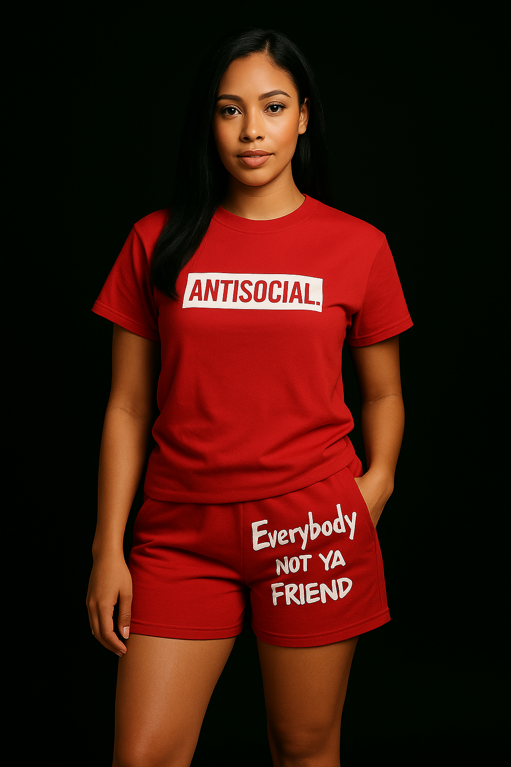 ANT1SOCIAL UNISEX EVERYBODY NOT YA FRIEND SHORTS